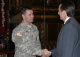 Governor Pawlenty congratulates Sergeant First Class Brad Bond, who was named the 2007 Army Recruiti...