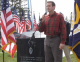 Governor Pawlenty speaks in the Veterans Memorial Salute program at Trailside Park, Breezy Point -- ...
