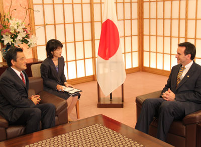 Governor Pawlenty meets with Japan Foreign Minister Katsuya Okada in Tokyo, Japan.  Governor Pawlent...