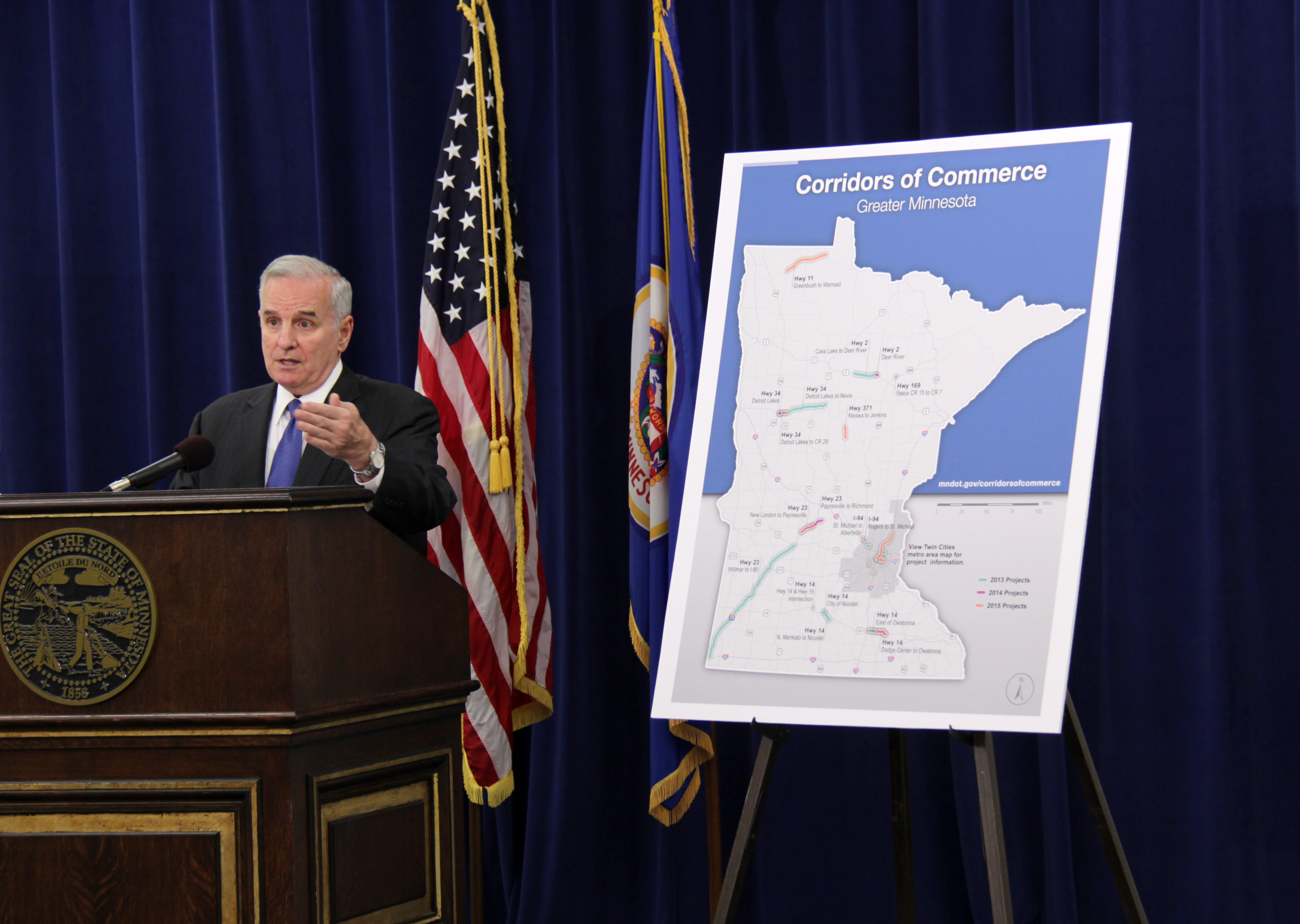 Governor Dayton announces Corridors of Commerce transportation projects 