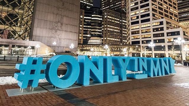 #OnlyInMN sign in downtown Minneapolis