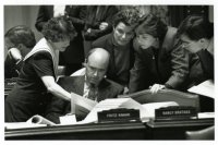 Senators discuss a bill on the floor during the 1991-1992 session